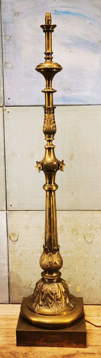 Antique brass standard lamp c1900